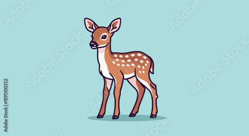Cute spotted fawn illustration on a blue background.