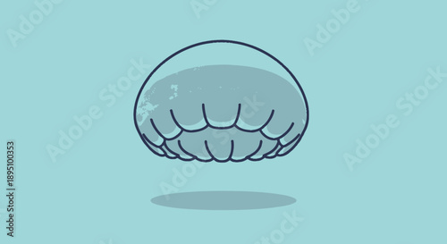 Minimalist illustration of a jellyfish floating in the ocean.