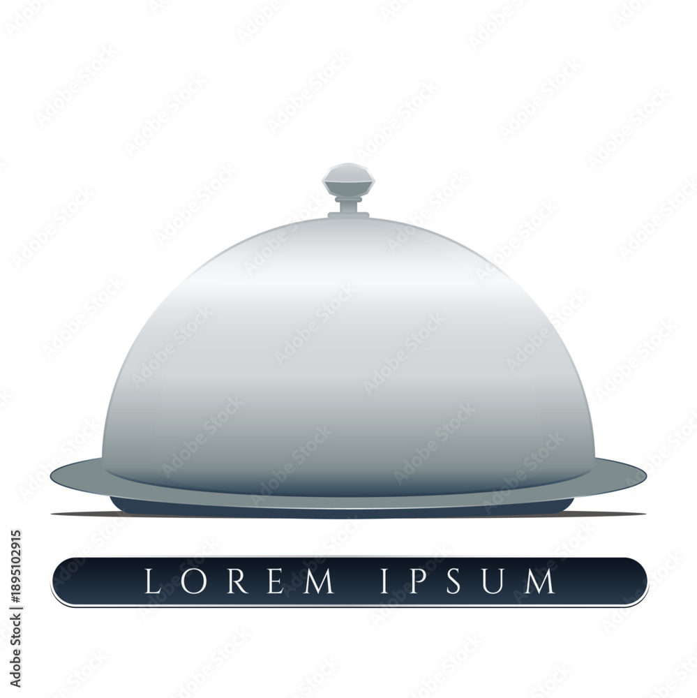 Fototapeta premium Elegant Silver Cloche with Placeholder Text Banner