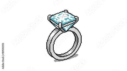 Pixel art diamond ring: retro style jewelry design with vintage charm