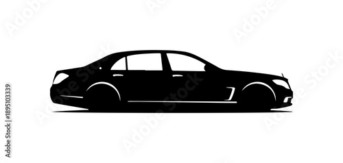 Black Vector Silhouette of a Luxury Sedan