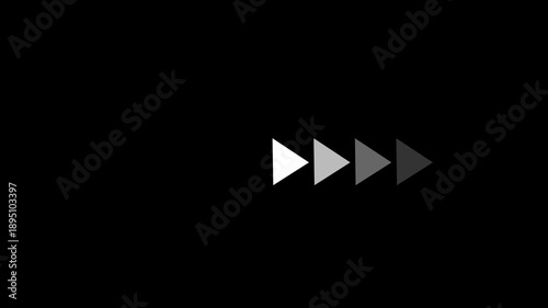 Fast forward white symbols icon symbol animation on black background,with video animation.