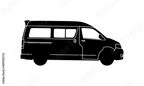 Black Vector Silhouette of a Minivan
