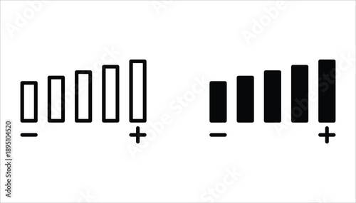 Volume control icon set. Vector illustration for web design, app and UI. Media player buttons icon.