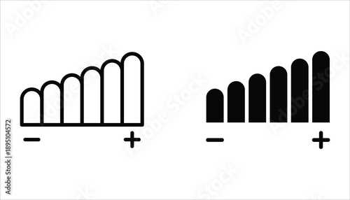 Volume control icon set. Vector illustration for web design, app and UI. Media player buttons icon.