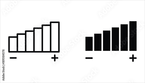 Volume control icon set. Vector illustration for web design, app and UI. Media player buttons icon.