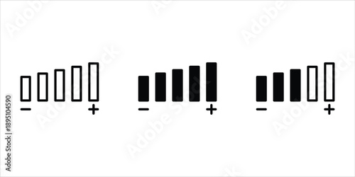 Volume control icon set. Vector illustration for web design, app and UI. Media player buttons icon.