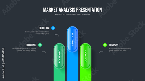 Project Briefing 3 Element Diagram Slide Layout. Consulting Growth Three Option Infographic Presentation Template. Advertising Development Frame Design Vector Illustration.