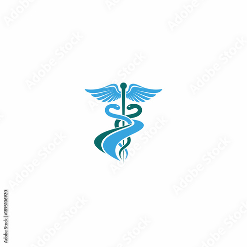 Professional medical caduceus symbol with wings and snake design representing healthcare, medicine, hospital services, and medical branding.