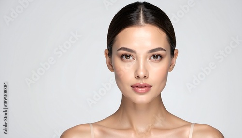Minimal Skincare Beauty Portrait with Flawless Natural Skin and Soft Lighting