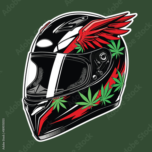 vector illustration of marijuana and bat wings pattern