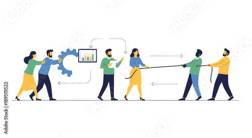 Vector illustration of people working together