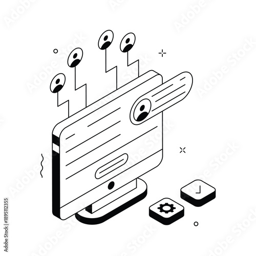 A visually engaging isometric illustration of employee management system