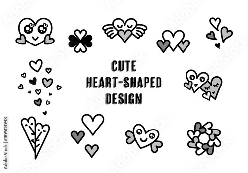 シンプルなハートの素材セット