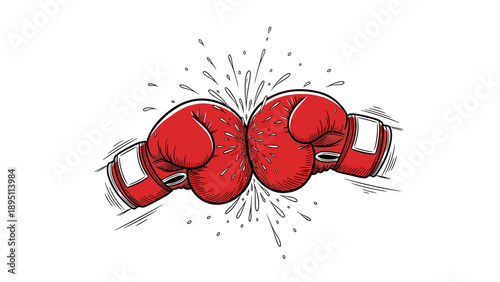 Dynamic clash of boxing gloves with splash effect