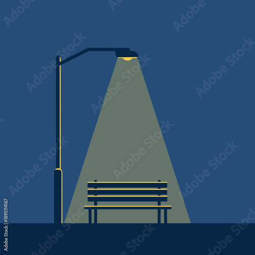 Vector illustration of garden chair and lamp 