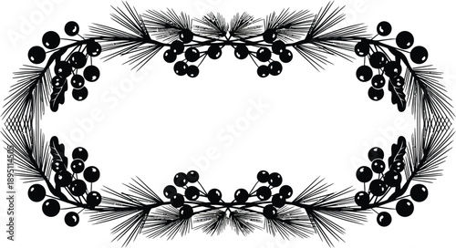 Elegant holiday wreath with pine needles and berries