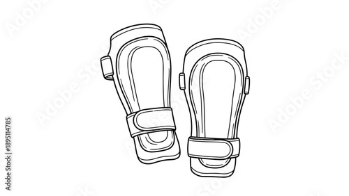 Hand drawn pair of ballet flats with straps in outline style