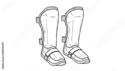 Detailed sketch of protective shin guards