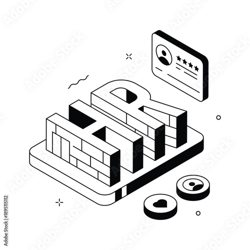 A handy isometric illustration of human resources office