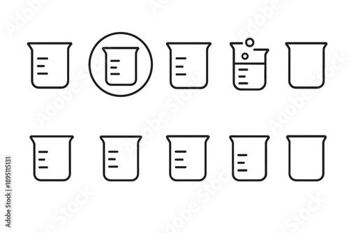 Science lab outline icon set. Chemistry, laboratory equipment linear collection