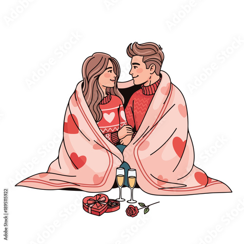 Couple Sharing Romantic Moment with Wine.