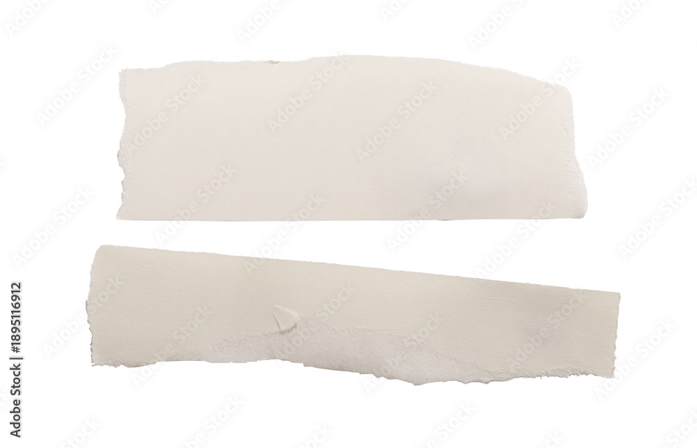 Fototapeta premium torn paper strips isolated on white background. Soft matte surfaces with subtle texture and gently