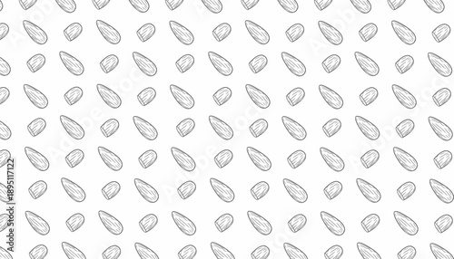 Almond Seamless Pattern Frame Hand Drawn Vintage Style Background. Nut Sketch Texture