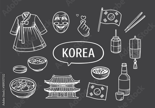 Hand-Drawn Korean Cultural Elements Collection