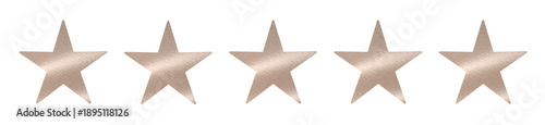 Wallpaper Mural Five beige metallic rating stars isolated on white background. Row of filled five-point stars with Torontodigital.ca