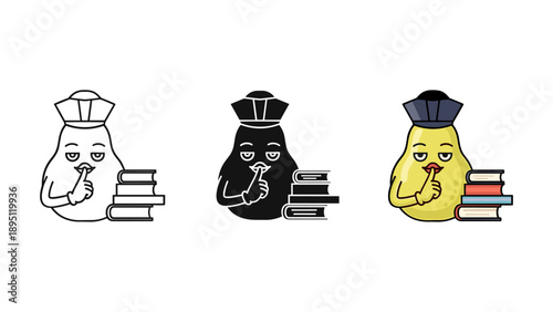 Chef Hat Icon Set with Books