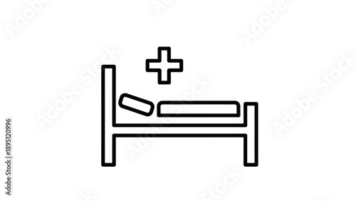 Hospital Bed Icon with Medical Cross - Healthcare Symbol