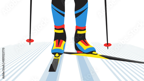 Dynamic skiing adventure with bold colors and modern graphic design