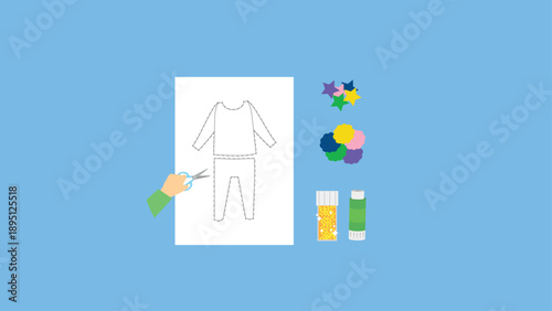 Illustration of a woman doing laundry in front of the mirror.
