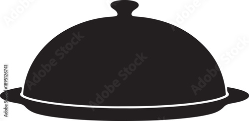 Covered Dish in silhouette on white background..
