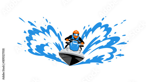 Exciting jet ski adventure with splashes and energy