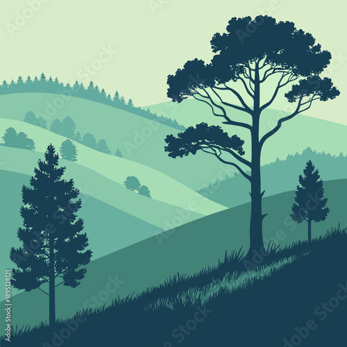 Serene landscape with trees