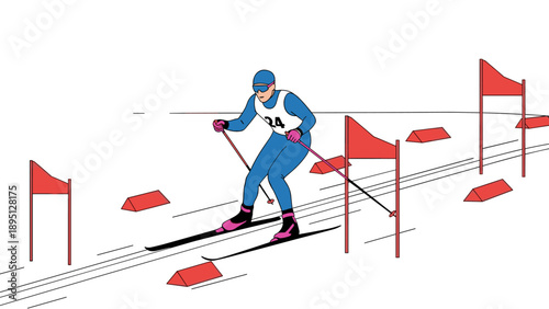 Dynamic cross-country skier navigating course with confidence and precision