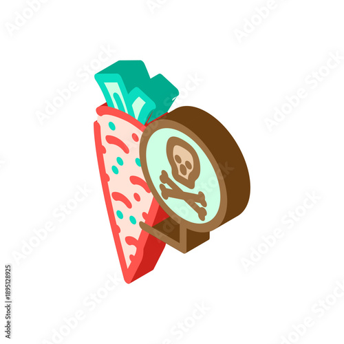 Poisonous carrot icon warning about food safety hazards and toxic vegetables, symbolizing contamination, danger, and health risks from tainted produce