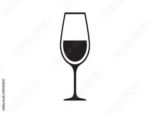 Elegant black and white silhouette of a champagne flute with a small amount of liquid