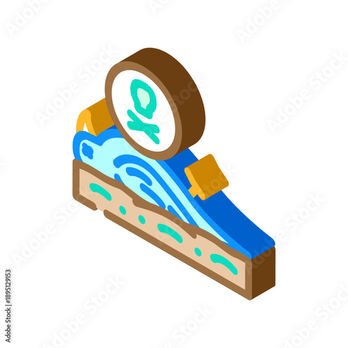 Water pollution warning icon showing a skull and crossbones emerging from contaminated liquid, symbolizing toxic marine waste, environmental hazard and ocean contamination crisis