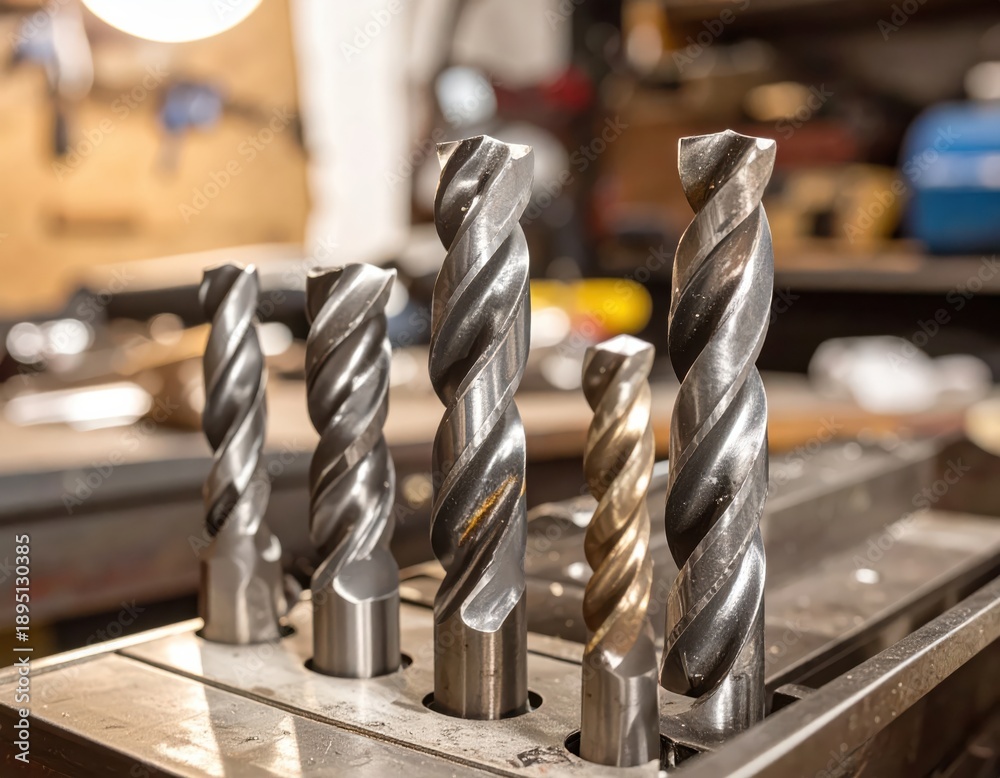 custom made wallpaper toronto digitalClose up of metal drill bits and end mills in a workshop tool holder