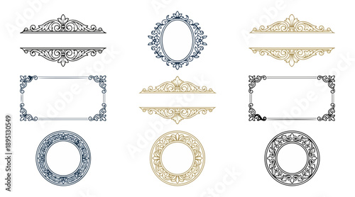 Decorative ornamental frames borders design elements collection