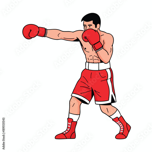 Cartoon Boxer Throwing a Punch