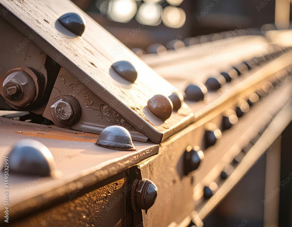 custom made wallpaper toronto digitalDetailed view of riveted metal structure illuminated by warm sunlight