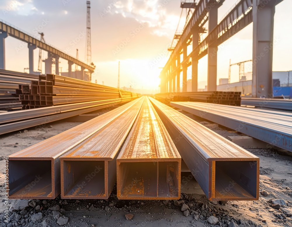 custom made wallpaper toronto digitalRusty metal pipes and steel beams at an industrial site during sunset