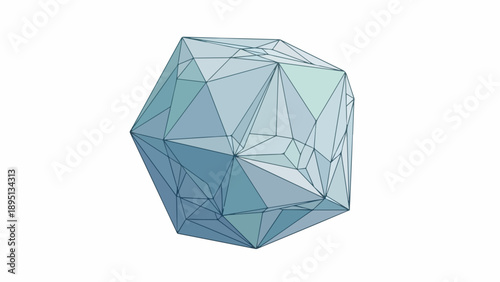 Geometric 3D Icosahedron Shape with Blue Facets.