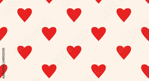 Red heart pattern on cream background.