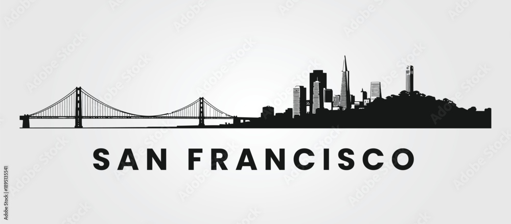Naklejka premium Horizontal San Francisco California panorama vector illustration.