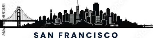 San Francisco landmark skyline vector for California-themed designs.
